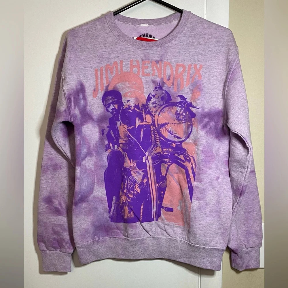 NWT Jimi Hendrix Tie Dye Purple Graphic Crewneck Sweatshirt Size Small